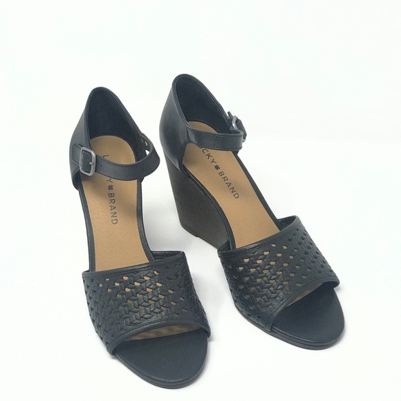 🆕 Lucky Brand Rabekka Open Toe Wedge Sandals Sz.8 - Picture 5 of 7